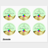 Lichtgroen Wavy Gold Logo Monogram Productlabel Ronde Sticker (Vel)