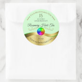 Lichtgroen Wavy Gold Logo Monogram Productlabel Ronde Sticker (Tas)