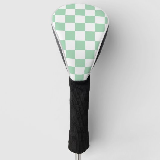 Lichtgroen & Wit Geruit Patroon – Fris Golfheadcover (Voorkant)