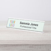 Lichtgroene 2x8 Desk naamplaat met Business Logo (Voorkant)