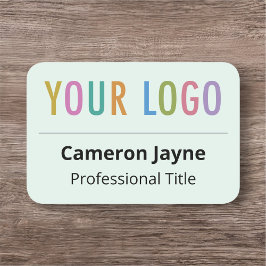Lichtgroene 3x2 naamplaatje met Logo afgeronde hoe