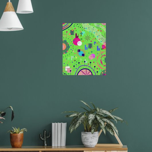 Lichtgroene abstracte print (Woonkamer 1)
