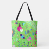 Lichtgroene abstracte print tote bag (Achterkant)