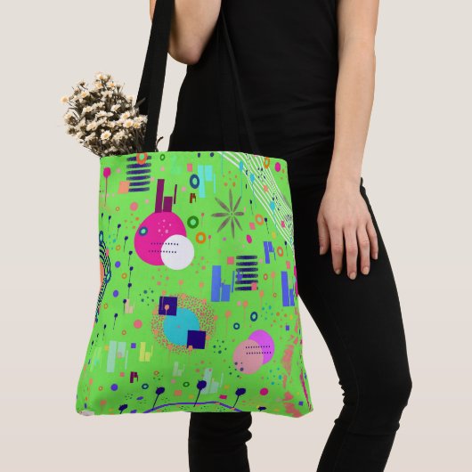 Lichtgroene abstracte print tote bag (Dichtbij)