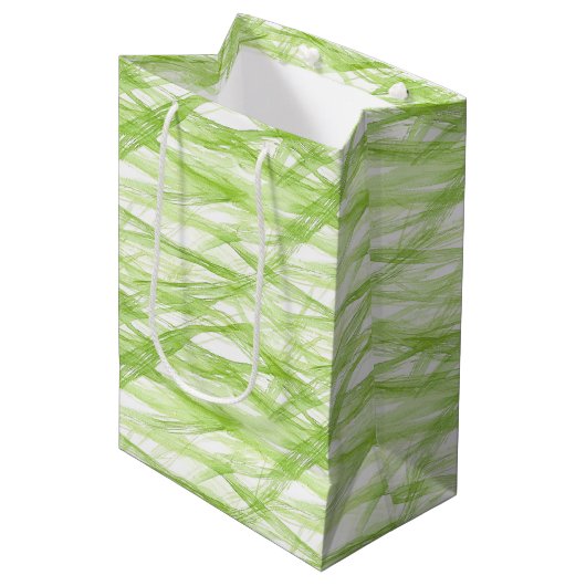 Lichtgroene Abstracte Verjaardag Medium Cadeauzakje (Voorkant Gekanteld)