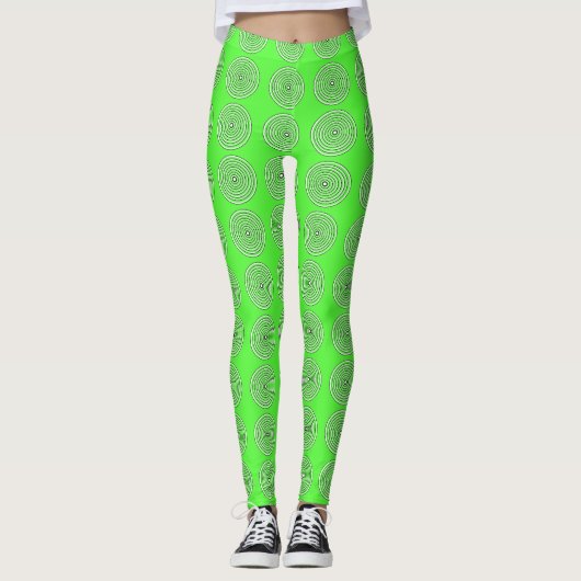 Lichtgroene abstracte zwarte leggingen leggings (Voorkant)
