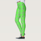 Lichtgroene abstracte zwarte leggingen leggings (Links)