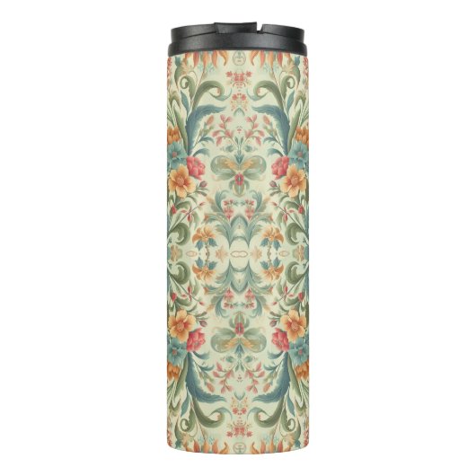 Lichtgroene achtergrond gebladerte thermosbeker (Achterkant)