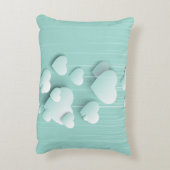 Lichtgroene achtergrond met 3D witte harten Accent Kussen (Achterkant (Verticaal))