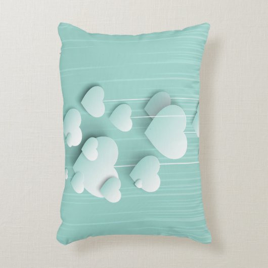 Lichtgroene achtergrond met 3D witte harten Accent Kussen (Voorkant(Verticaal))