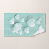 Lichtgroene achtergrond met 3D witte harten Bad Handdoek (Handdoek)