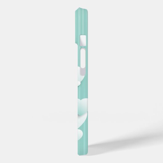 Lichtgroene achtergrond met 3D witte harten Case-Mate iPhone Case (Achterkant / Links)
