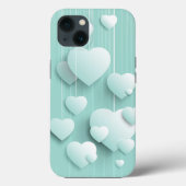 Lichtgroene achtergrond met 3D witte harten Case-Mate iPhone Case (Achterkant)