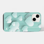 Lichtgroene achtergrond met 3D witte harten iPhone Hoesje (Achterkant horizontaal)