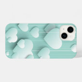 Lichtgroene achtergrond met 3D witte harten iPhone Hoesje (Achterkant horizontaal)