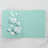 Lichtgroene achtergrond met 3D witte harten Kaart (Binnen)