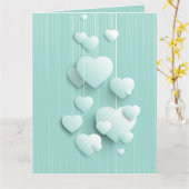 Lichtgroene achtergrond met 3D witte harten Kaart (Gele Bloem)
