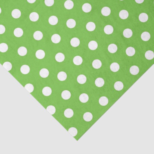 Lichtgroene achtergrond met witte pooldots tissuepapier (Detail)