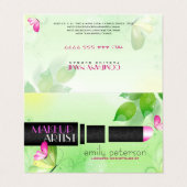 Lichtgroene achtergrond met zwart schoonheidssymbo visitekaartje (Buitenkant ongevouwen)