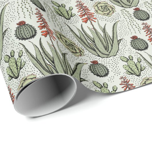 Lichtgroene Aloe Vera Succulente Cactus Cadeaupapier (Rol Hoek)