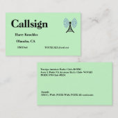 Lichtgroene amateur radioroepnaam visitekaartje (Voorkant / Achterkant)