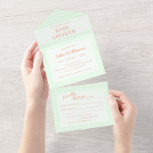 Lichtgroene baby shower all-in-one uitnodiging