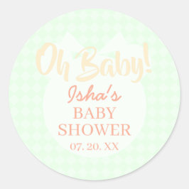 Lichtgroene baby shower Oh baby ronde sticker