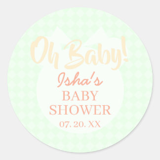 Lichtgroene baby shower Oh baby ronde sticker
