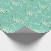 Lichtgroene Baby walvissen Cadeaupapier (Hoek)