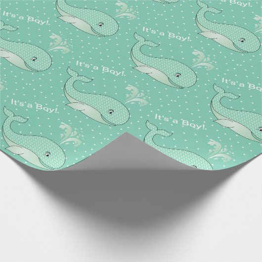 Lichtgroene Baby walvissen Cadeaupapier (Hoek)