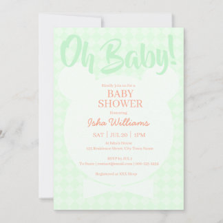 Lichtgroene Beer das Oh Baby Shower Uitnodiging
