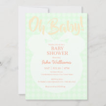 Lichtgroene Beer Oranje Oh Baby Shower Uitnodiging
