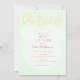 Lichtgroene Beer Oranje Oh Baby Shower Uitnodiging