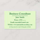 Lichtgroene bladeren minimalistisch visitekaartje (Achterkant)