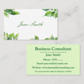 Lichtgroene bladeren minimalistisch visitekaartje (Voorkant / Achterkant)