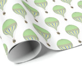  lichtgroene, blauwe, gele heteluchtballonnen cadeaupapier (Rol Hoek)