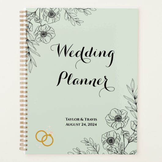 LICHTGROENE BLOEMEN BRUILOFT PLANNER (Voorkant)