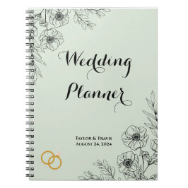 LICHTGROENE BLOEMEN BRUILOFT PLANNER NOTITIEBOEK