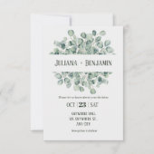 Lichtgroene Bloemen Winter bruiloft Kaart (Voorkant)