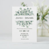 Lichtgroene Bloemen Winter bruiloft Kaart (Staand voorkant)