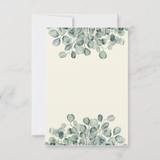 Lichtgroene Bloemen Winter bruiloft Kaart (Achterkant)