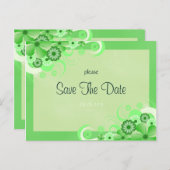 Lichtgroene bloemenbewaar de datum bekendmaking Ka Aankondigingskaart (Voorkant / Achterkant)