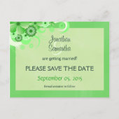 Lichtgroene bloemenbewaar de datum bekendmaking Ka Aankondigingskaart (Achterkant)