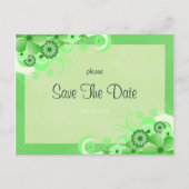 Lichtgroene bloemenbewaar de datum bekendmaking Ka Aankondigingskaart (Voorkant)