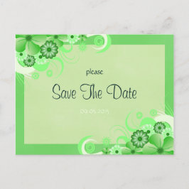 Lichtgroene bloemenbewaar de datum bekendmaking Ka Aankondigingskaart