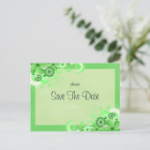Lichtgroene bloemenbewaar de datum bekendmaking Ka Aankondigingskaart (Staand voorkant)