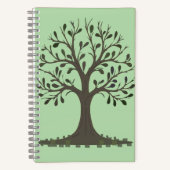 🌳 Lichtgroene Boom des Levens Spiraal Notebook Notitieboek (Voorkant)