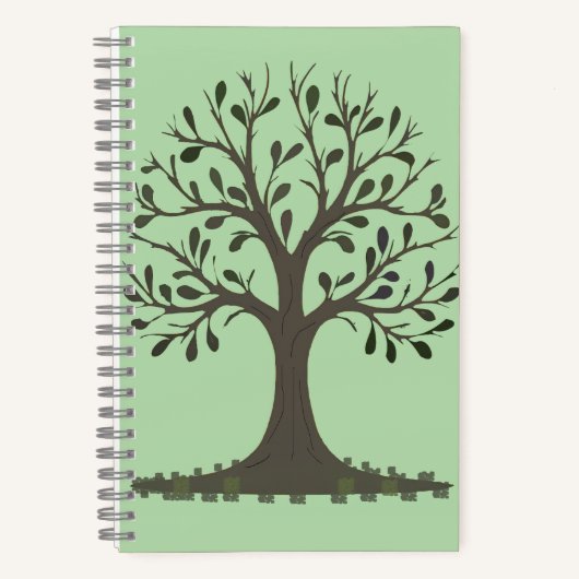 🌳 Lichtgroene Boom des Levens Spiraal Notebook Notitieboek (Voorkant)
