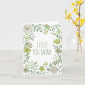 Lichtgroene botanische bloemen Ik hou van jou mama Kaart (Gele Bloem)