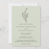 Lichtgroene Bouquet Boho Minimale botanische botan Kaart (Voorkant)